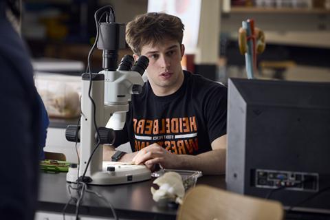 student working in lab